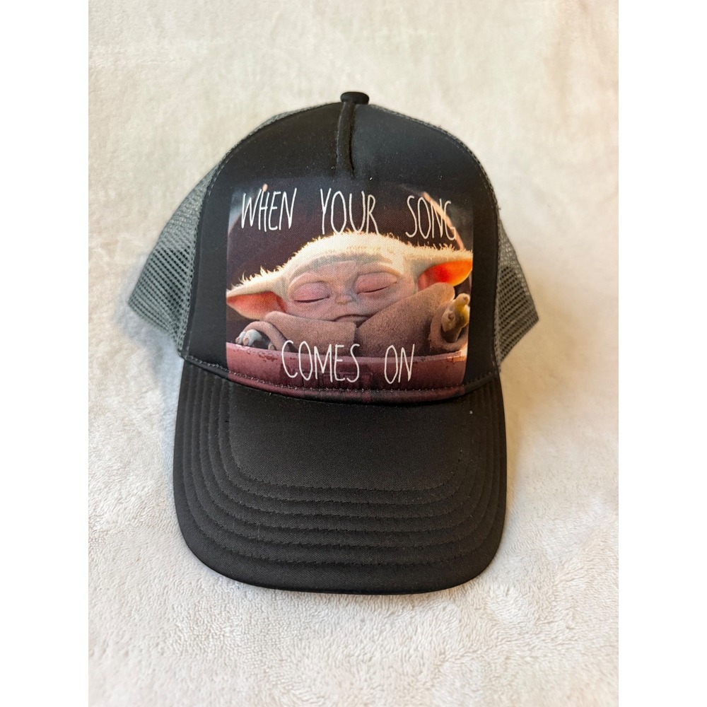 Star Wars Trucker Hat Unisex OSFM Black New Grogu Baby Yoda Mandalorian Snapback